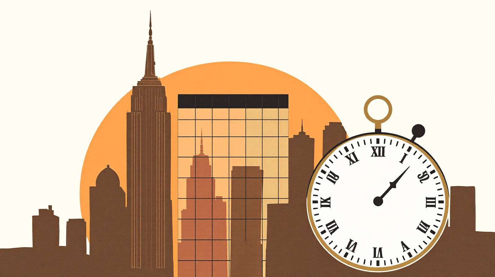 Abstract gradient cover representing NYC apartment hunting timeline