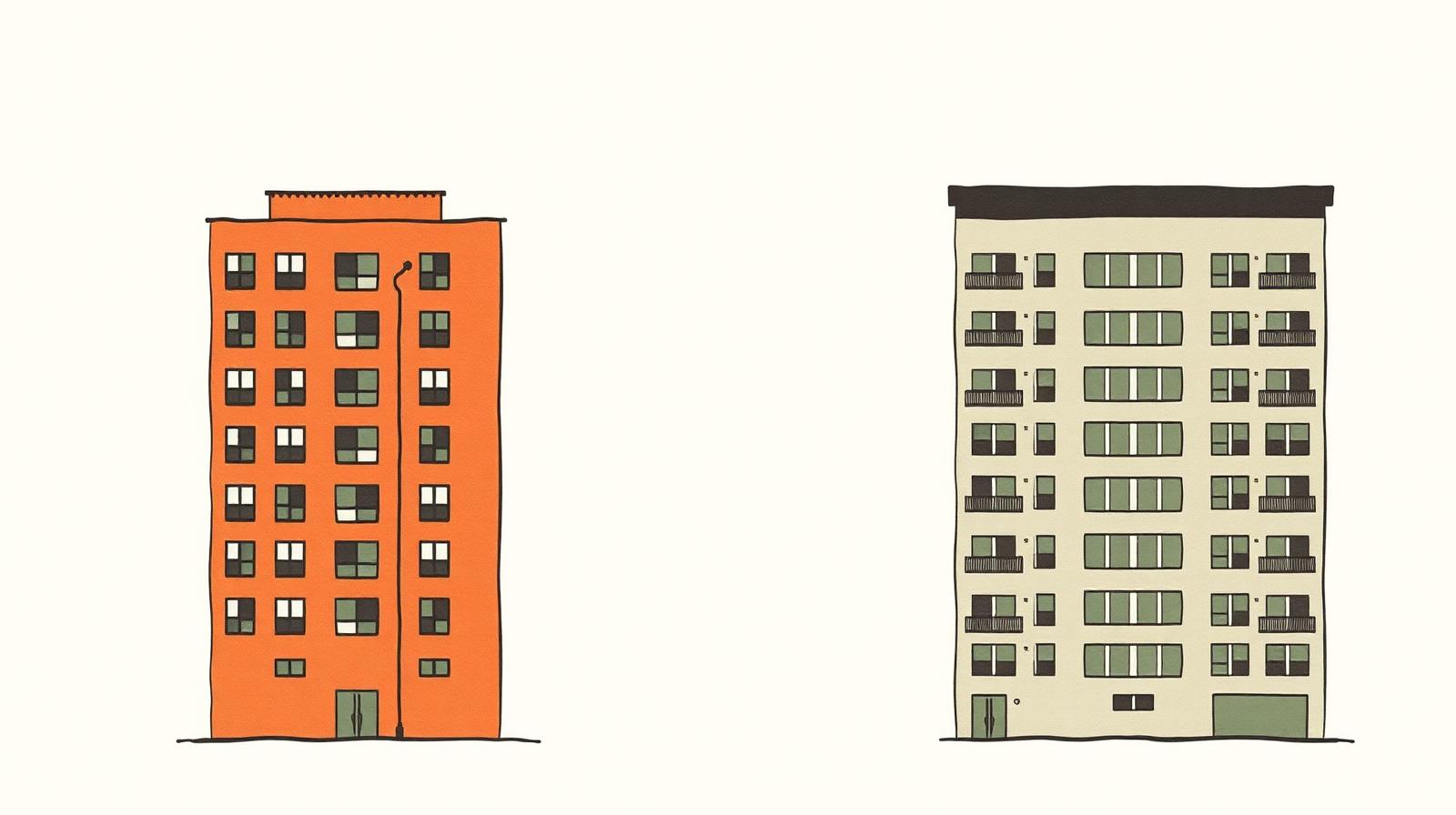 Abstract gradient cover comparing rent control and rent stabilization